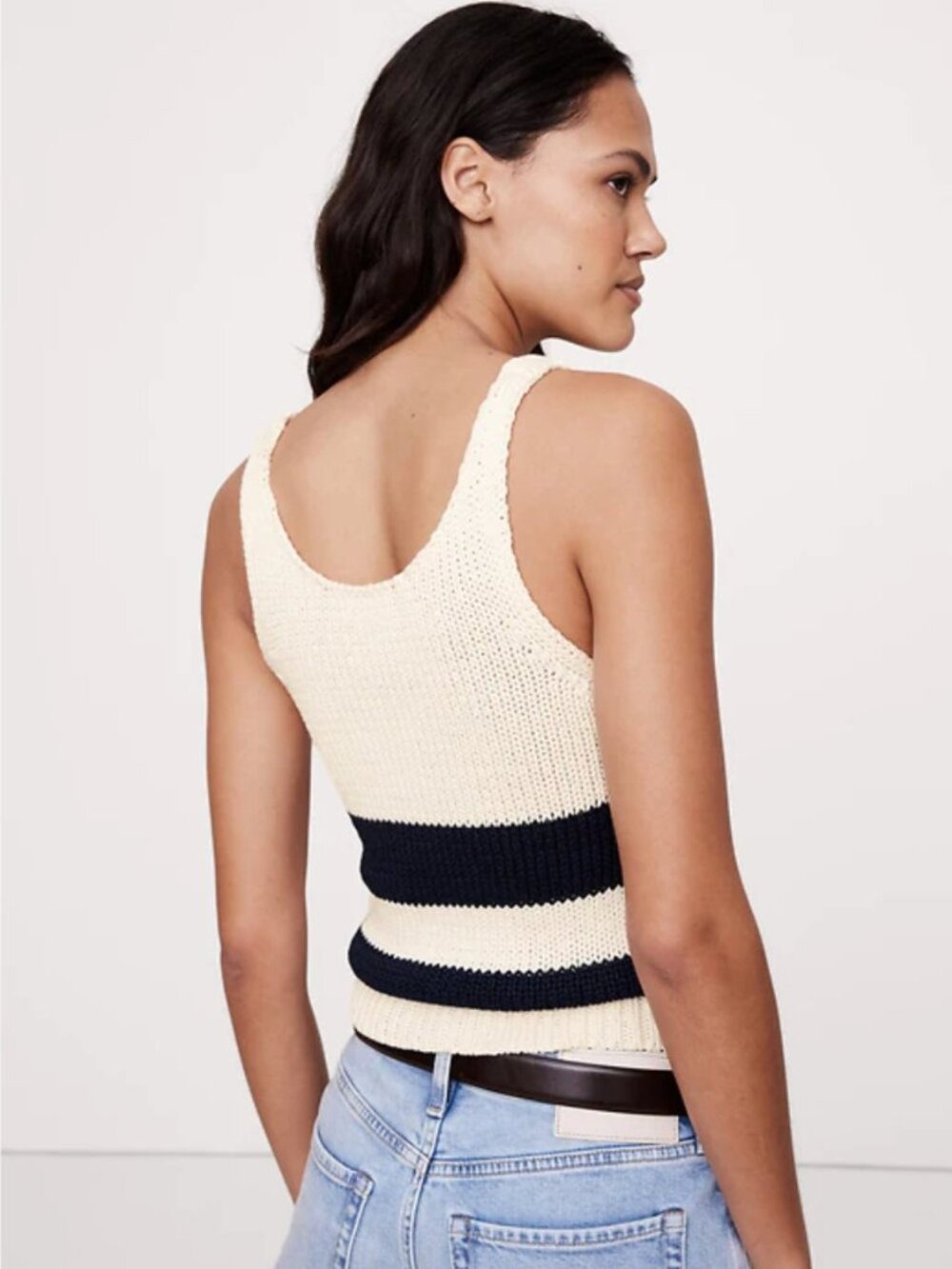 BNWT Banana Republic Cotton Sweater Tank Small - Cream/Navy